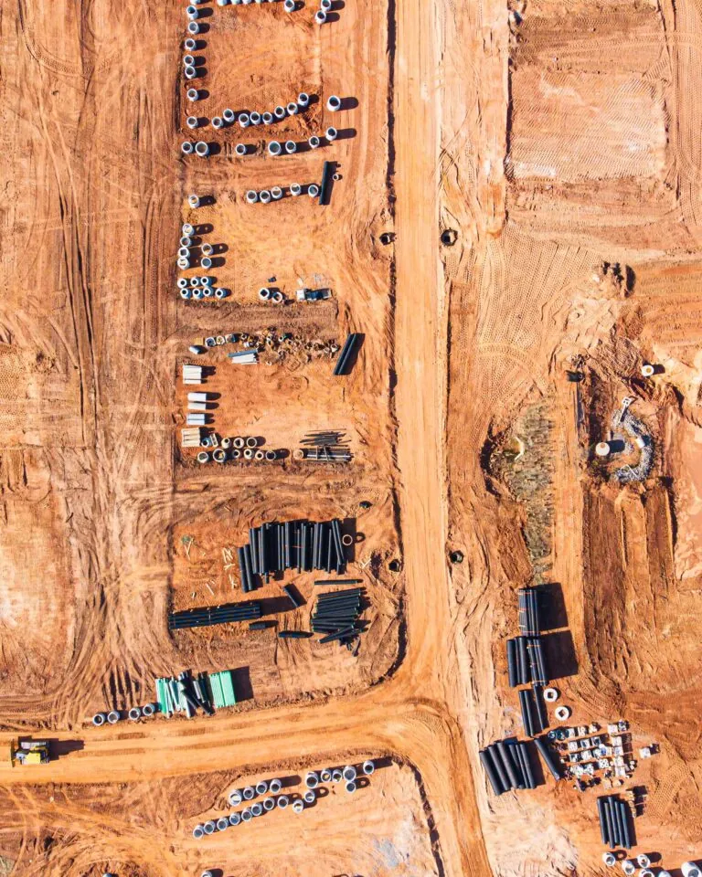Aerial view of commercial civil sitework and grading in Northeast Georgia
