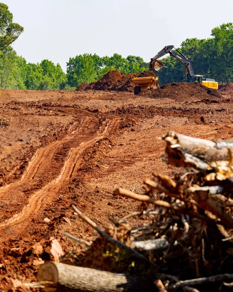 Erosion control blanket and slope protection on a graded site in Northeast Georgia