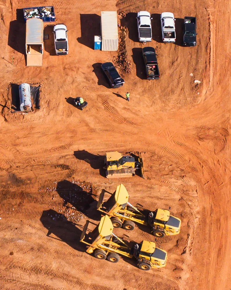 Aerial view of precise grading work on a construction site in Northeast Georgia
