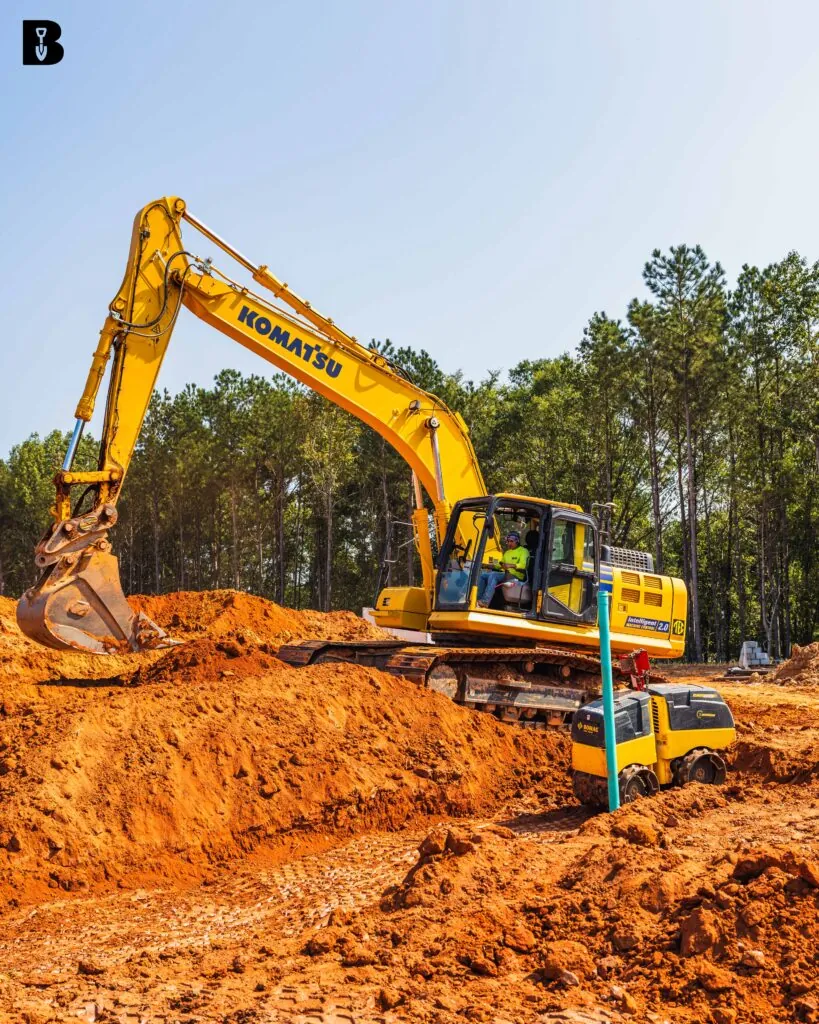 Aerial view of a residential lot grading project in Bogart, Georgia